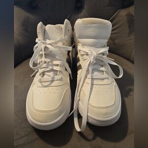 Adidas Hoops Mid 3.0 K White and Silver Sneakers